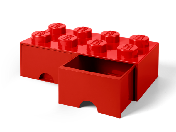 8 stud Bright Red Storage Brick Drawer